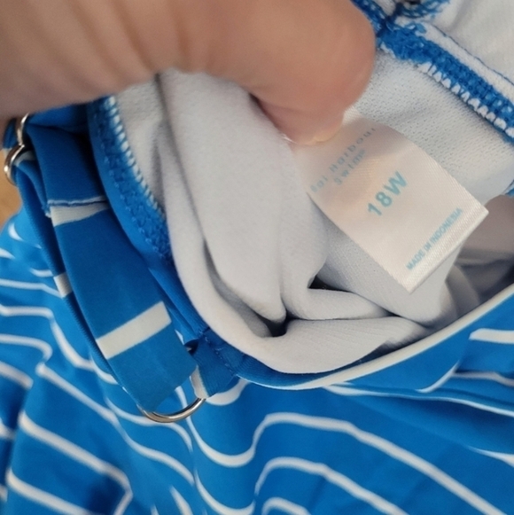 Bal Harbor Womens Crossover Stripped One Piece Swimming Suit Size 18 - Picture 4 of 4